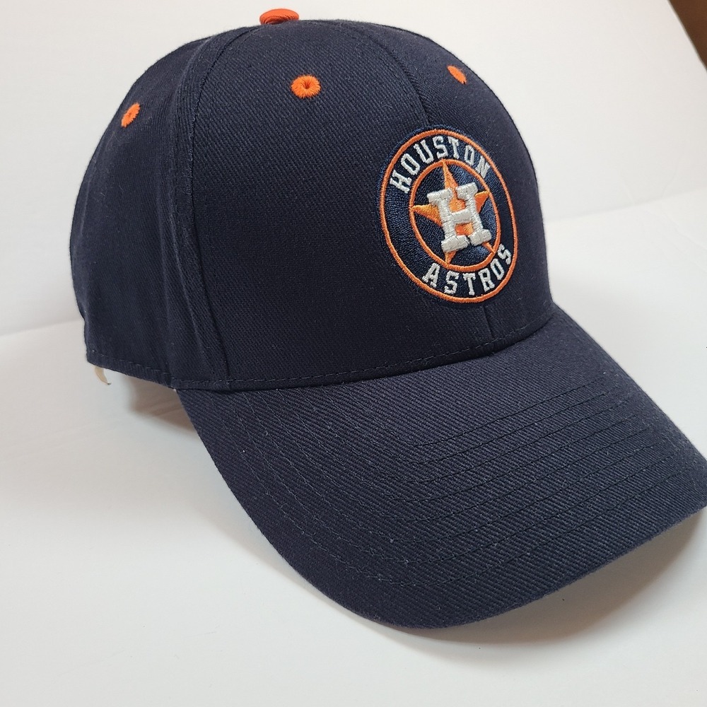 Houston Astros Baseball Cap Hat Adult Fitted Navy Orange Embroidered Logo